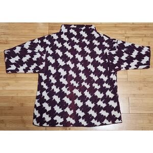 Ann Taylor Sweater Womens Sz XS Purple Ivory Houndstooth Mock Neck Pullover Knit